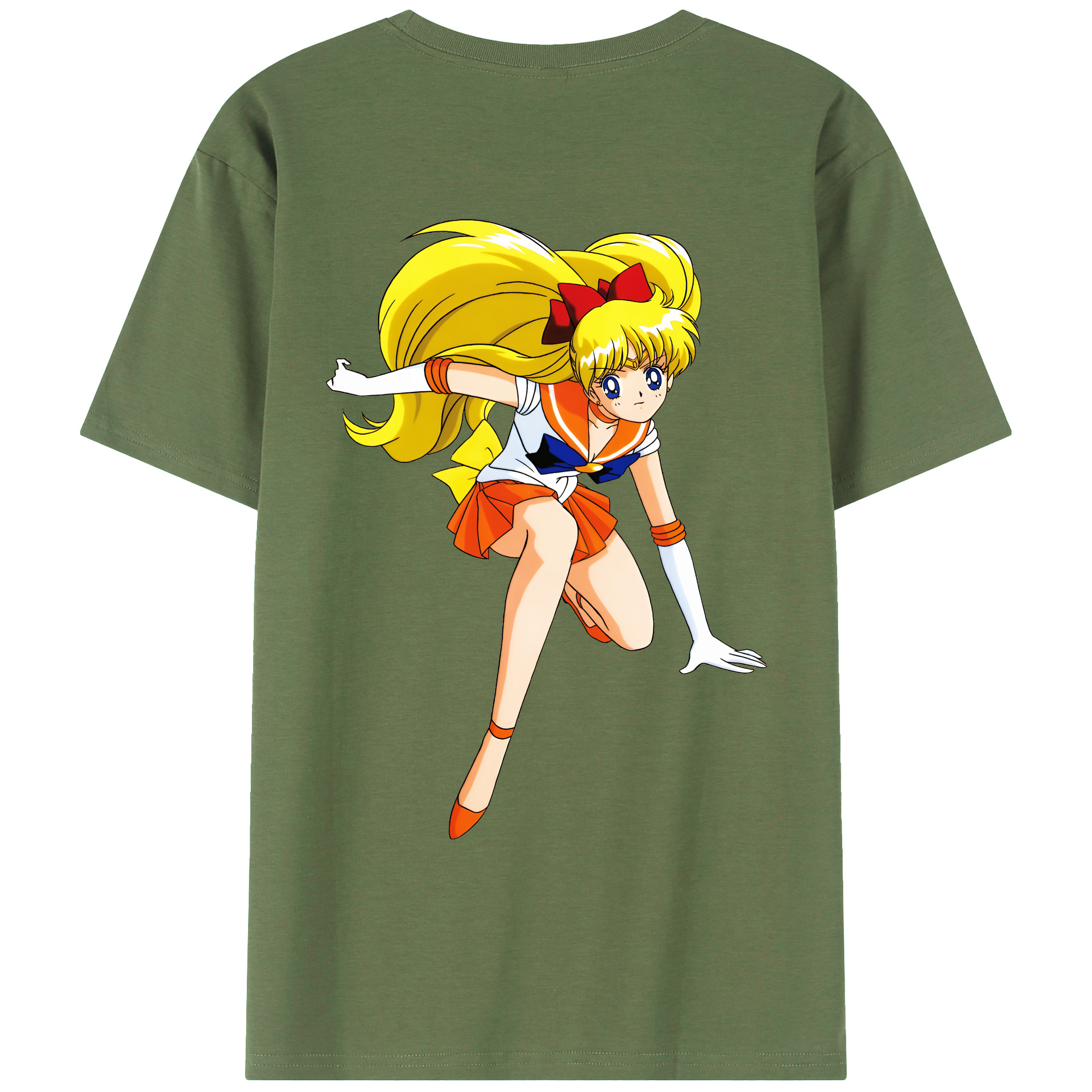 （画像用） 美少女戦士セーラームーン 愛野 美奈子 あいの みなこ Sailor Moon Aino Minako 綿100％ メンズ半袖Tシャツ（バックプリント） 通気性
